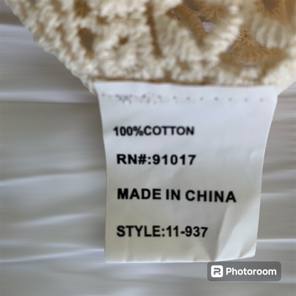 SOLITAIRE Ladies Crochet Lace Top Long Sleeve Ivory Delicate Scoop Neck SIZE L - Picture 7 of 9